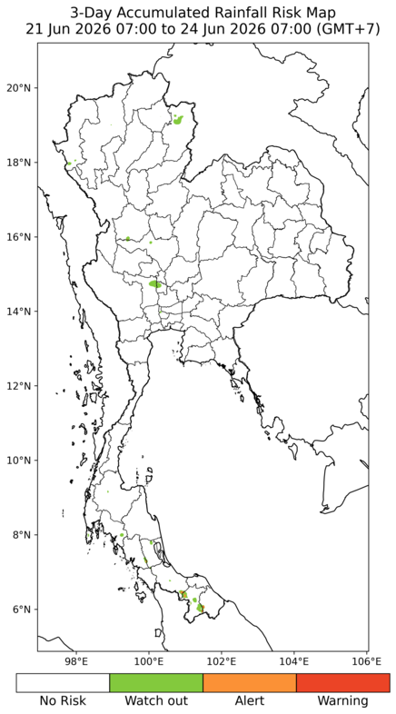 แผนที่ความเสี่ยงจากฝนสะสม 3 วันล่วงหน้า